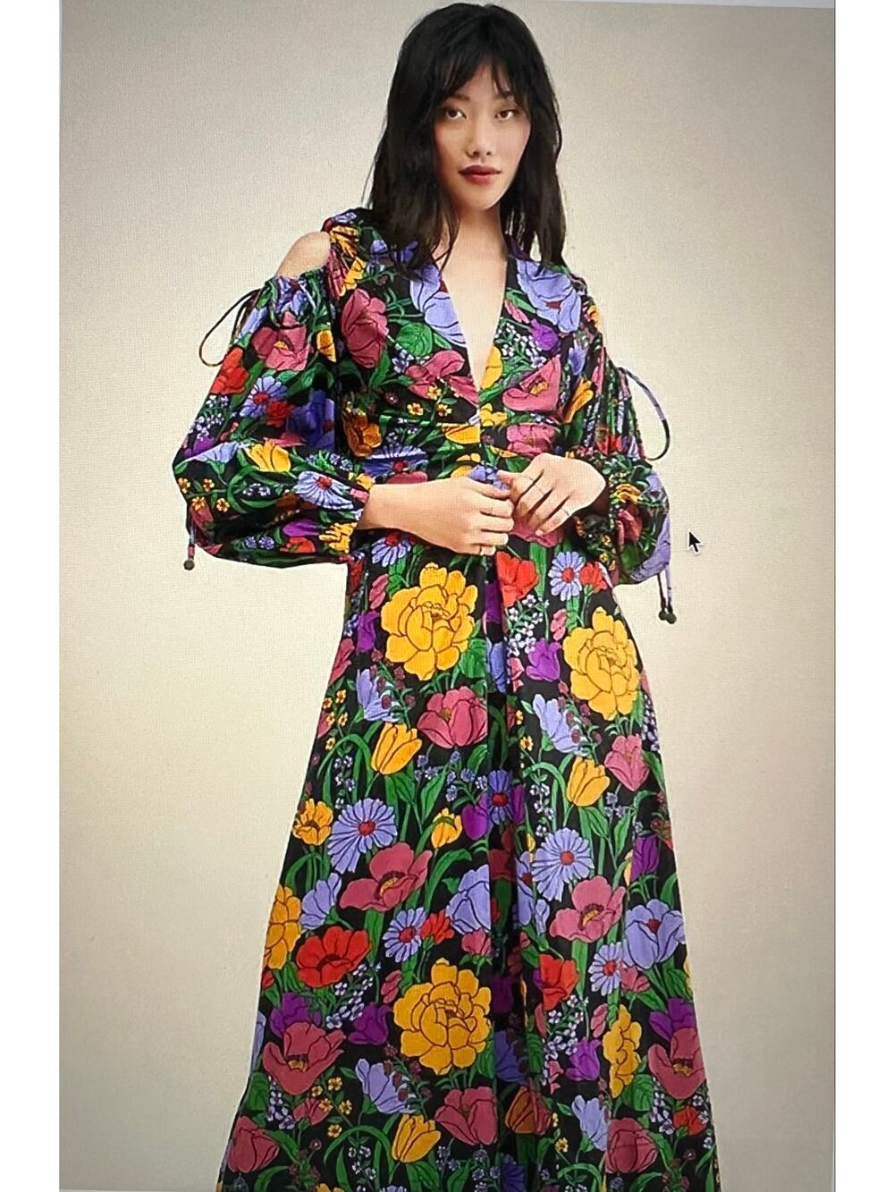 FARM Rio Black Bucolic Garden Maxi Dress NWOT XS (B20408)